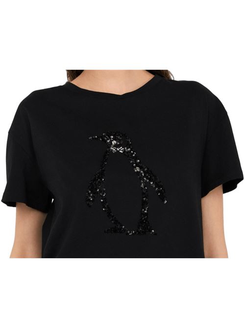 T-shirt da donna manica corta in cotone, con  strass, colore nero LIU JO | MF5412-JS923P9142